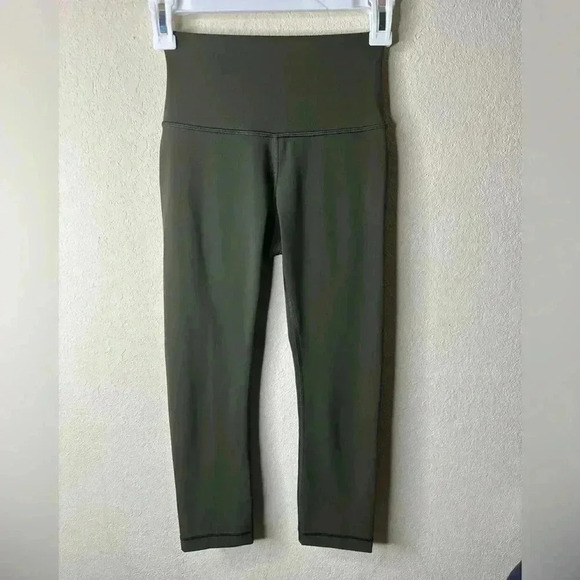 Lululemon Wunder Under Crop (High-Rise) dark olive sz 2 - Picture 1 of 3